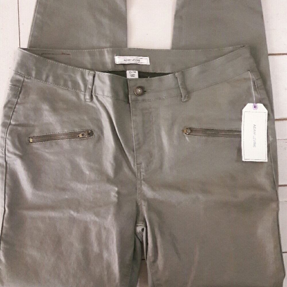Adam Levine Vegan Leather Jeans Slim Fit Tapered Leg Waxed Sage Juniors13/14